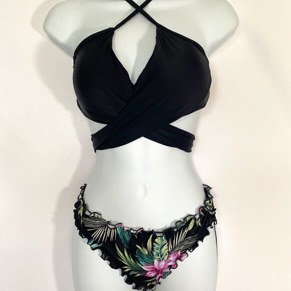 2 Pc Sexy Tropical Leaf Swimsuit - Picture 1 of 12
